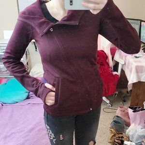F21 Active Burgundy Asymmetric Hooded Jacket